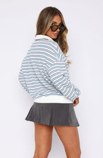 Behind Your Back Long Sleeve Rugby Shirt Blue Stripe