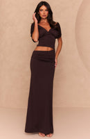 I'm Your Girl Off Shoulder Maxi Dress Chocolate