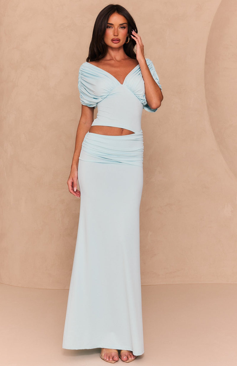 I'm Your Girl Off Shoulder Maxi Dress Aqua