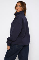 Like No One Else Zip Front Sweater Navy