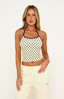 Just Peachy Halter Top Cream/Black