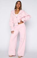 Come A Long Way Wide Leg Sweatpants Pink