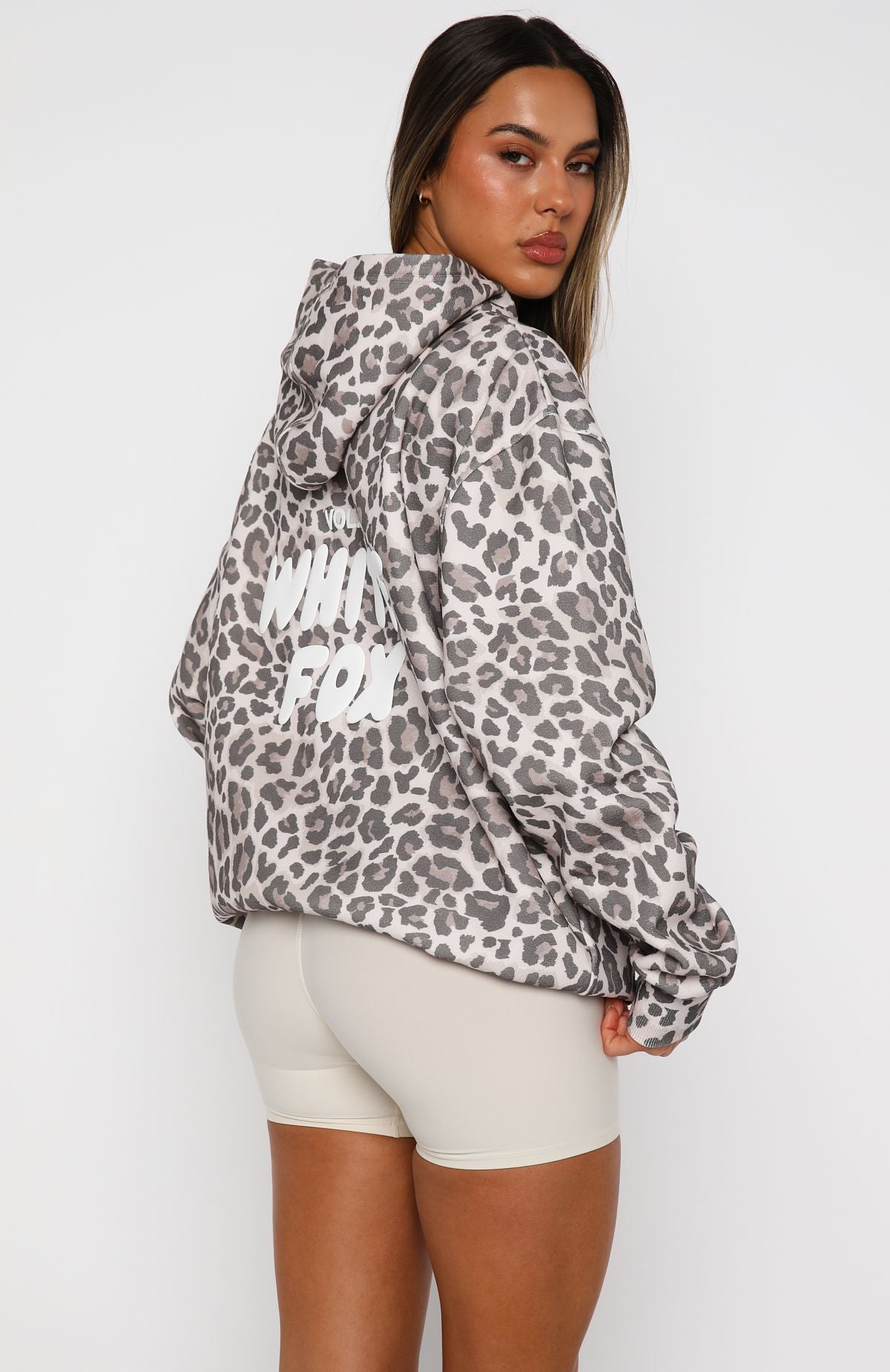 Offstage Printed Oversized Hoodie Leopard | White Fox Boutique UK