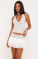 Lace Mirage Mini Skort White