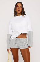 Let's Take Our Time Long Sleeve Layered Tee White