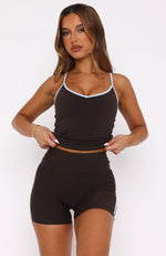 Go Faster High Waisted Shorts Espresso/Baby Blue