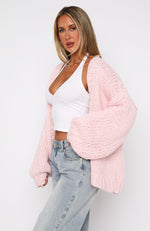 A Little Too Much Knit Cardigan Baby Pink