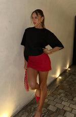 Cross Your Mind Lace Mini Skirt Red