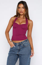 Boy, Bye Halter Bustier Plum