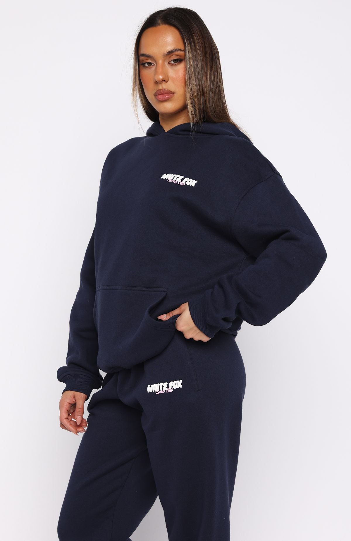 Club 14 Trinity Oversized Hoodie Navy | White Fox Boutique UK