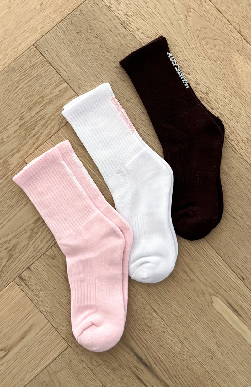 Next Round 3 Pack Socks White/Chocolate/Pink