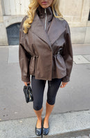 Nyx Funnel Neck PU Jacket Chocolate