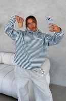 Offstage Striped Oversized Hoodie Blue/Charcoal Stripe