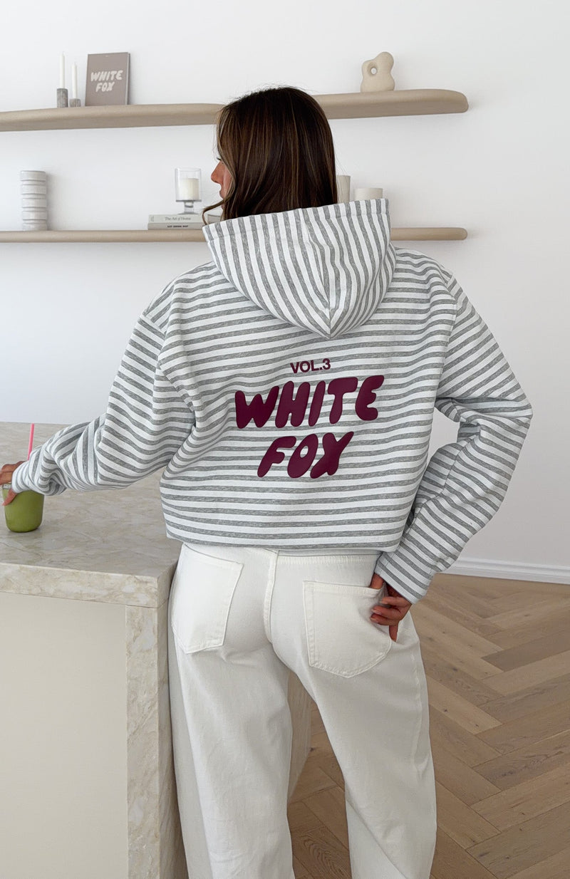 Offstage Striped Oversized Hoodie Grey/White Stripe