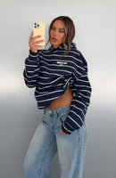 Offstage Striped Oversized Hoodie Navy/White Stripe