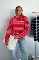 Offstage Striped Oversized Hoodie Red/Cream Stripe