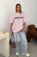 Offstage Striped Oversized Tee Posy/Chocolate Stripe