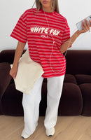 Offstage Striped Oversized Tee Red/Cream Stripe