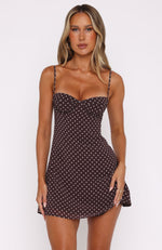 In The Back Of My Mind Mini Dress Chocolate Polka Dot