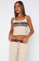 Keep Driving Knit Cami Top Chocolate Stripe