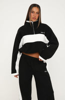 Picture This Fleece Boxy Quarter Zip Sweater Black