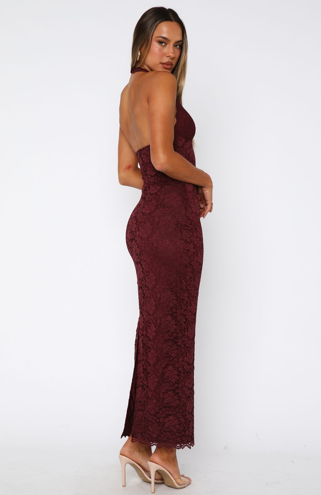 burgundy lace dress uk Destiny Lace Maxi Dress Burgundy