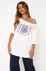 Your Favourite View Off Shoulder Oversized Tee White