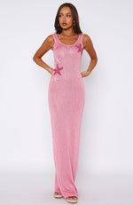 Marine Mist Sequin Knit Maxi Dress Pink