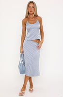 Palm Breeze Midi Skirt Steel