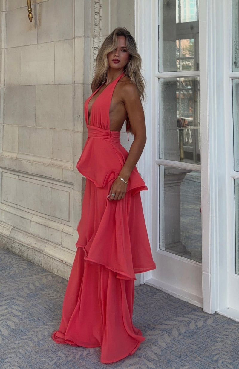 Fairytale Crush Maxi Dress Coral