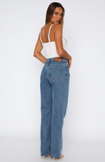 Zara Mid Rise Straight Leg Jeans Admiral Blue