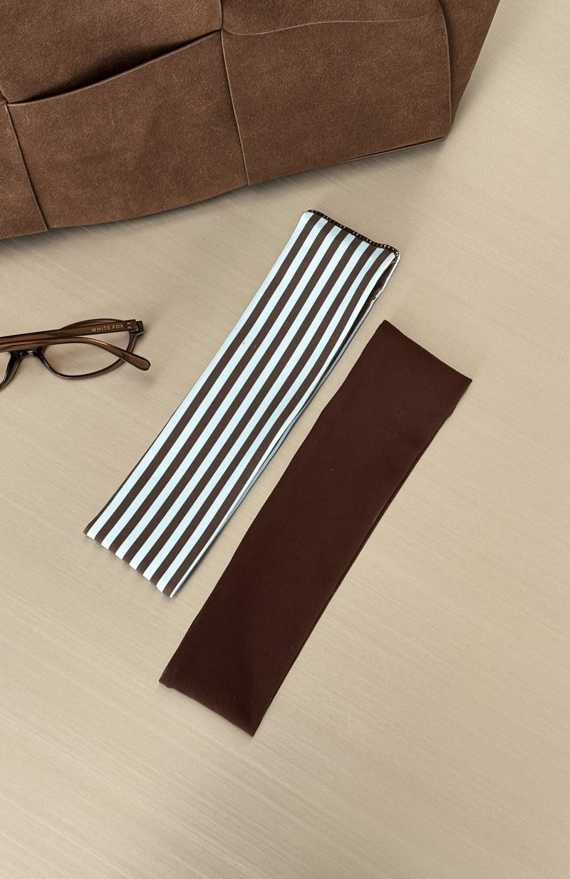 Staying Safe 2 Pack Headband Choc & Blue Stripes