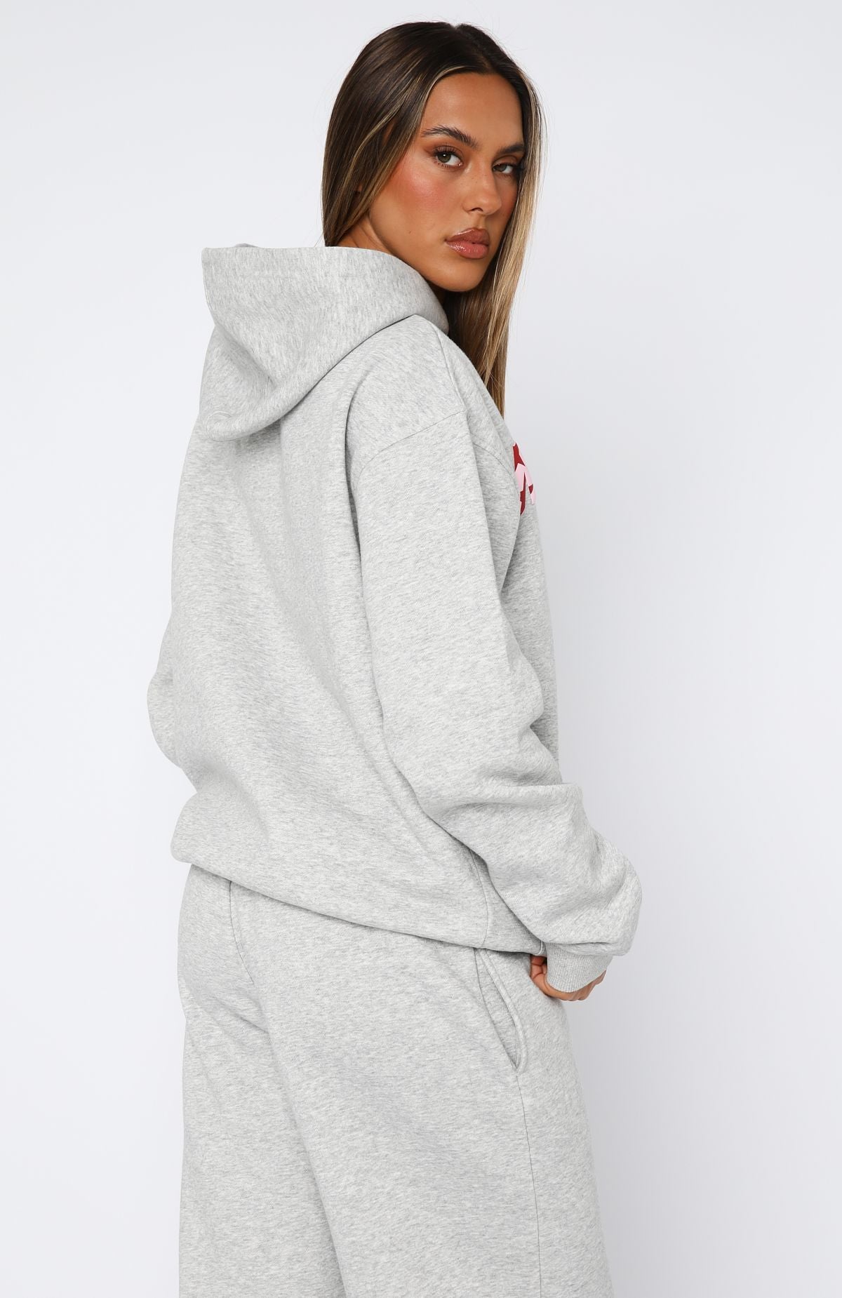 From The Archives Jaxx Oversized Hoodie Dark Grey Marle | White
