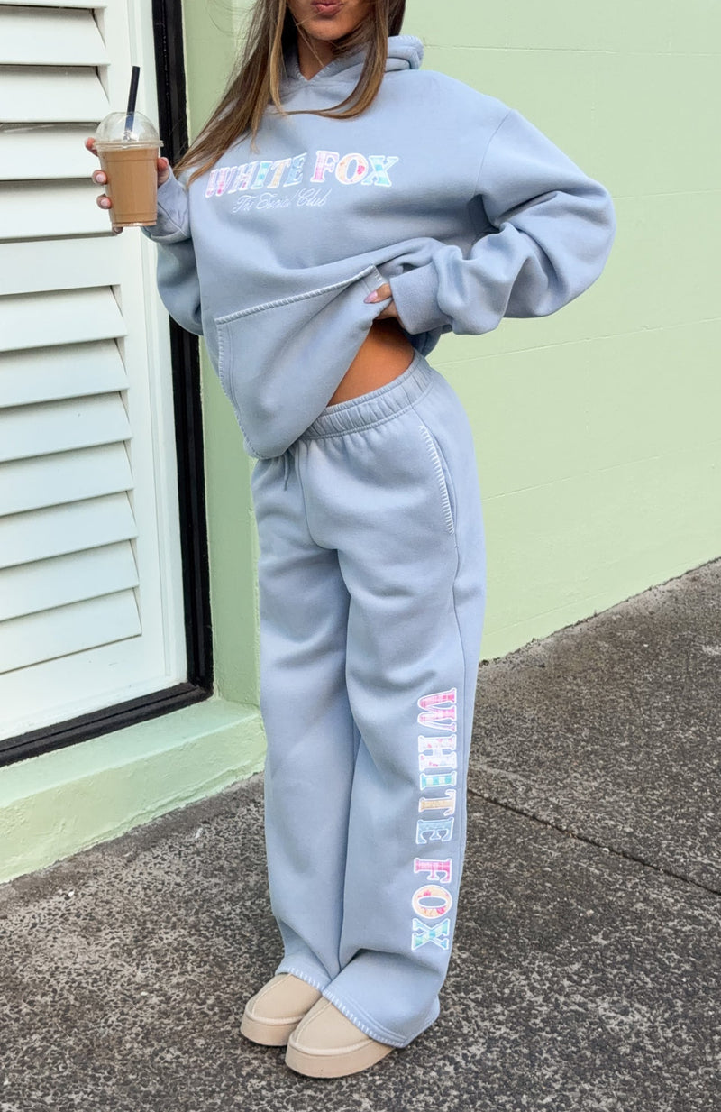 The Social Club Elena Wide Leg Sweatpants Dusty Blue