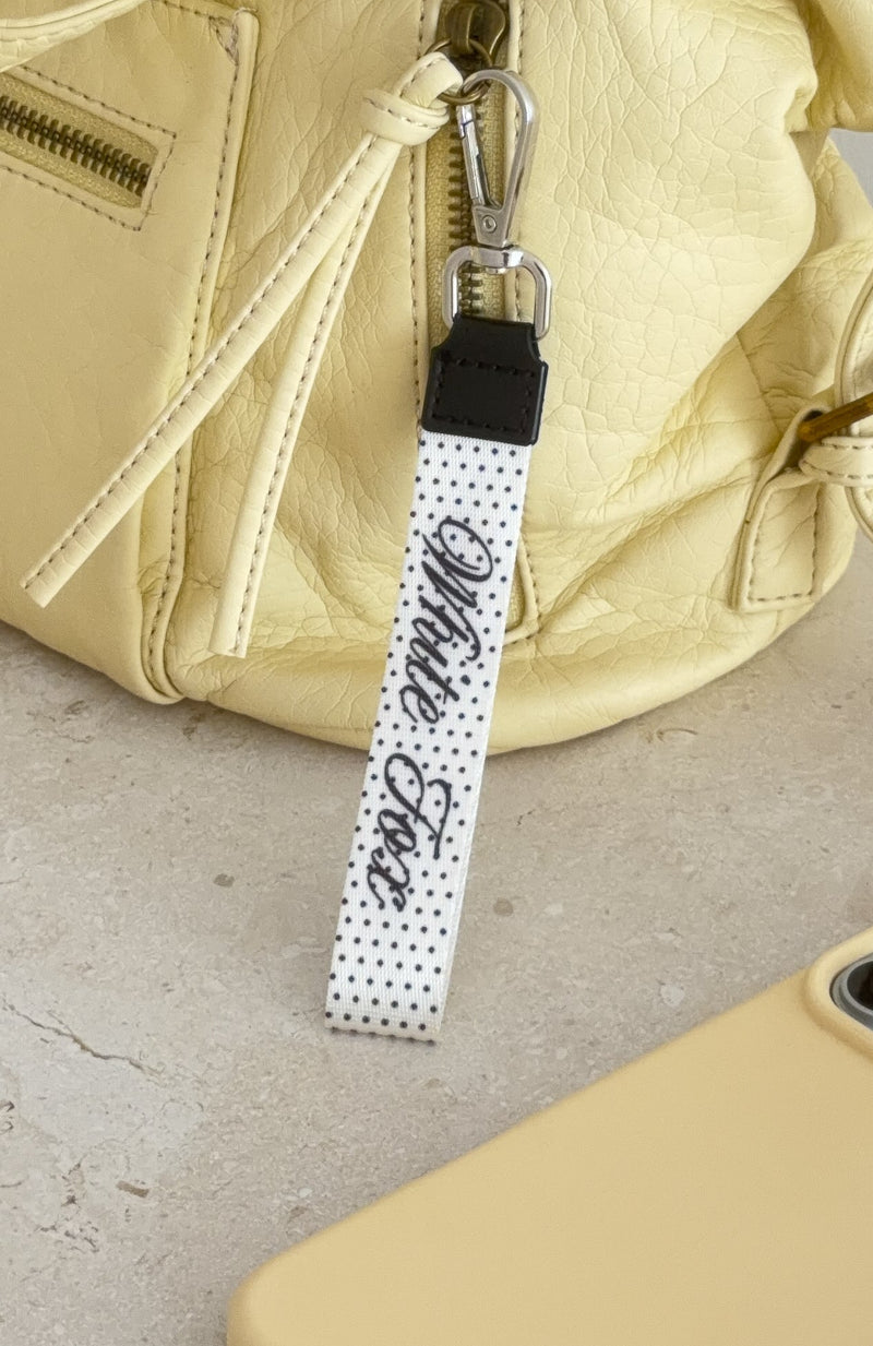 The Social Club Miley Strap Keychain White/Polka Dot