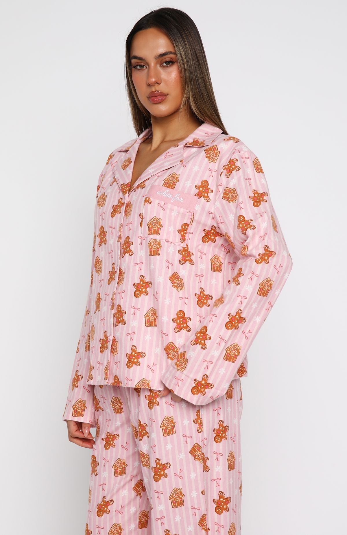 Dreamland Long Sleeve Pyjama Set Gingerbread Twist | White Fox
