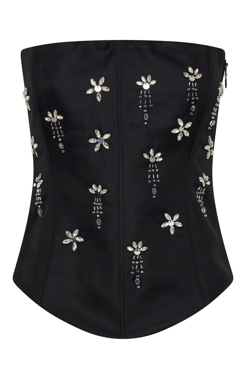○○○bustier Damned Heart Embellished Bustier Black | White Fox Boutique UK