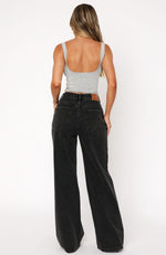Lola High Rise Wide Leg Jeans Black Acid