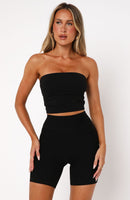 Discipline Strapless Crop Black