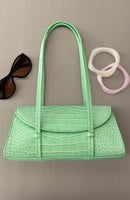 Valeria Shoulder Bag Teal Faux Croc