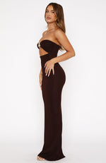 Pray For Forgiveness Strapless Maxi Dress Chocolate