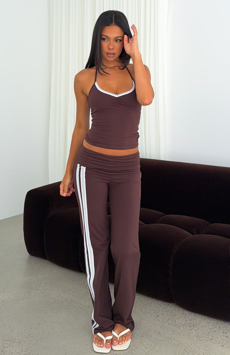 Wandering Off Fold Over Pants Chocolate
