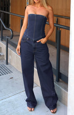 Be Mine Forever Denim Bustier Dark Blue
