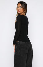 Better Believe Long Sleeve Mesh Bustier Black