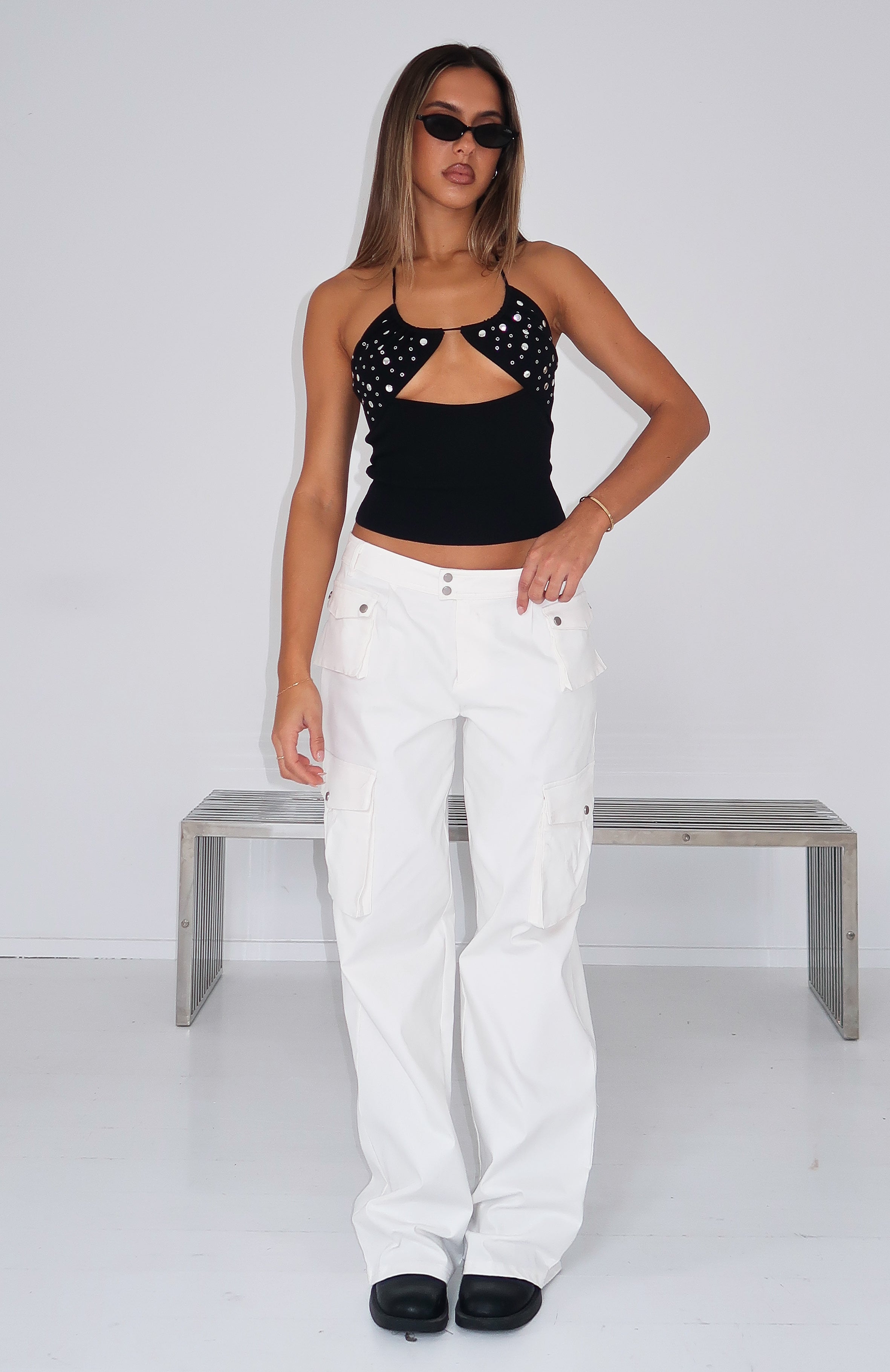 Can't Compete Cargo Pants Off White | White Fox Boutique UK