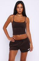 Causing Commotion Terry Lounge Shorts Chocolate