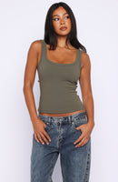 Chill Vibes Tank Top Khaki