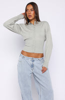 Cindy Cinched Knit Top Grey
