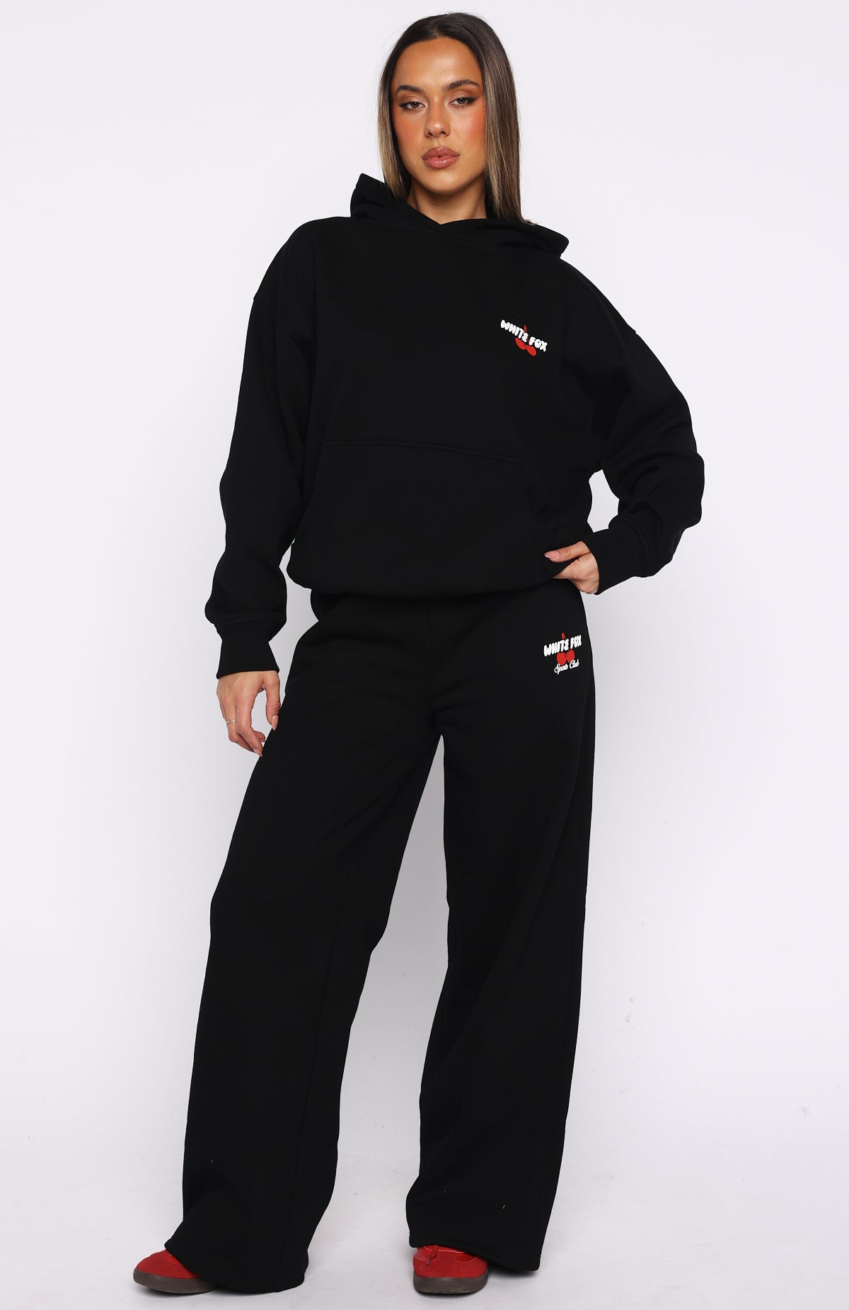 Club 14 Cassie Boxy Hoodie Black | White Fox Boutique UK