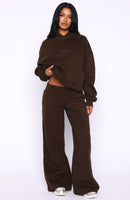 Come A Long Way Wide Leg Sweatpants Chocolate